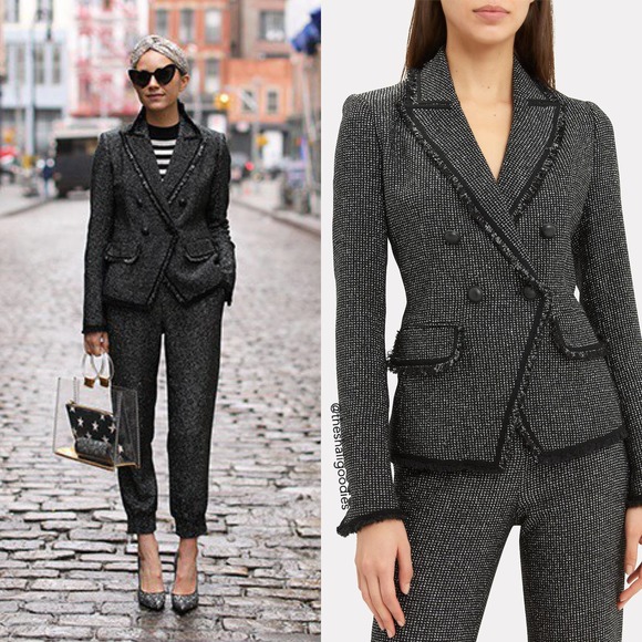 VERONICABEARD Frisco Tweed Jacket Black Metallic Double Breasted Blazer